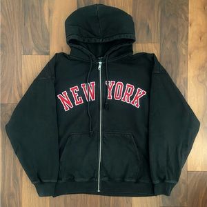 brandy melville oversized new york zip up
